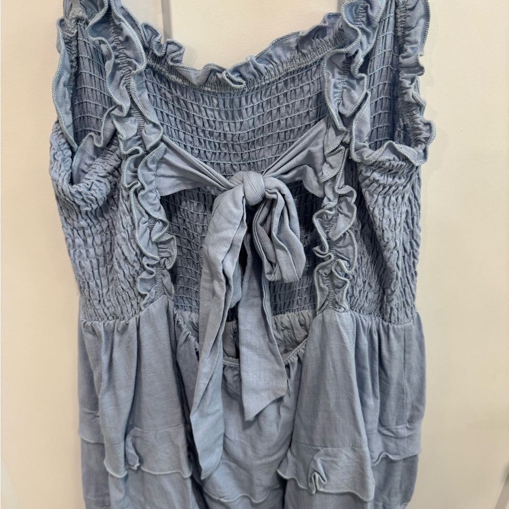 Smocked Blue Ruffle Dress - Picture 4 of 4